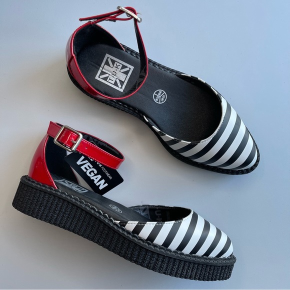 tuk Shoes New Rare Tuk Black White Red Striped Mary Jane Pointed Platform Creepers Poshmark